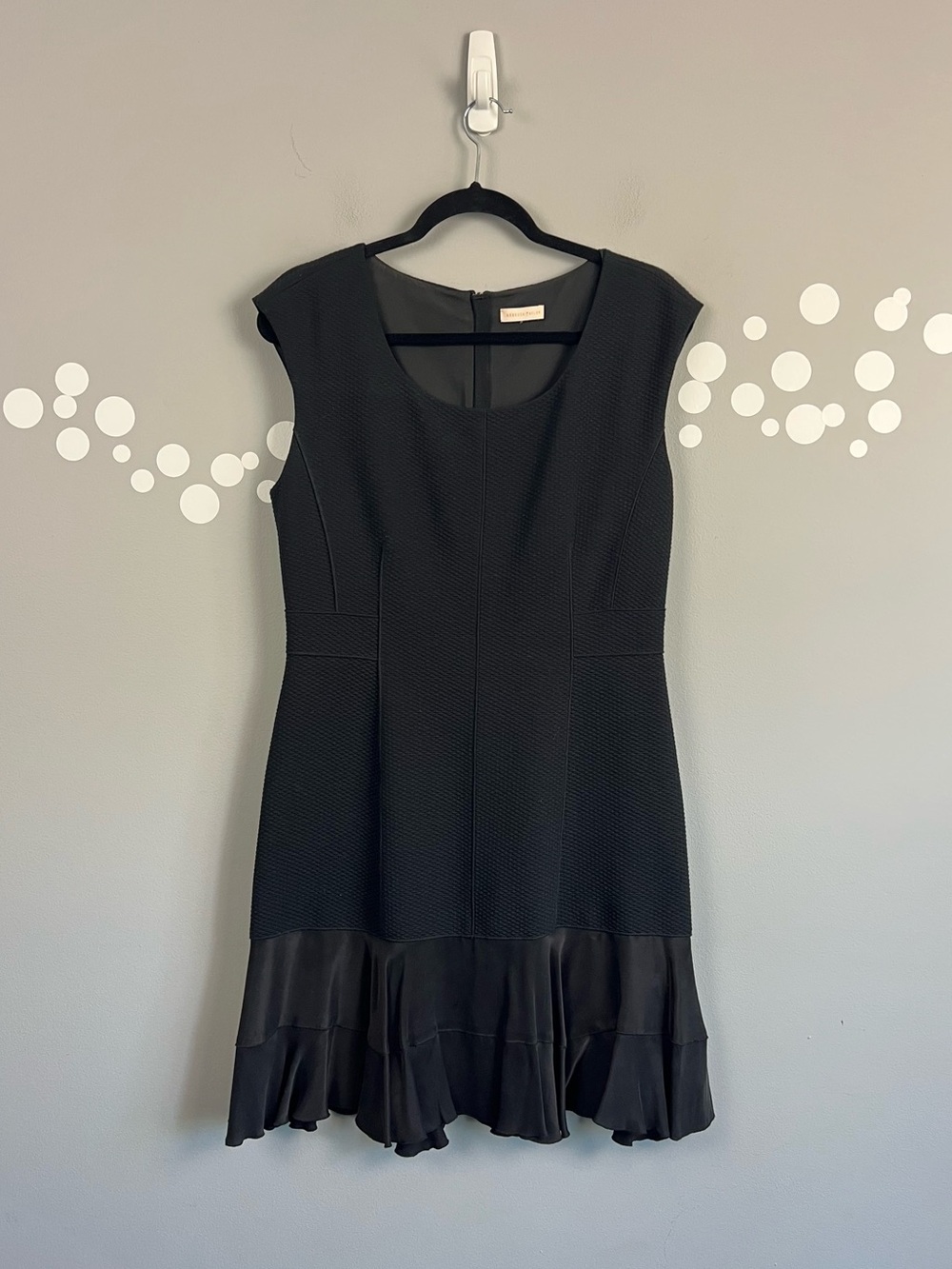 Rebecca Taylor Terri Black Jacquard Knit Ruffle Hem Mini Dress
